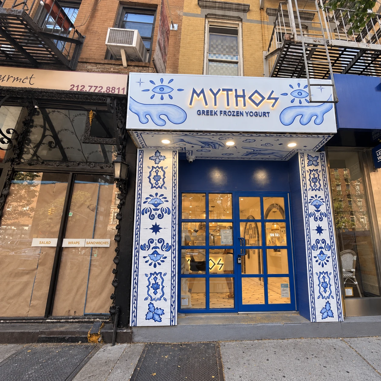 AI-composite of the operating Mythos Greek Yogurt storefront